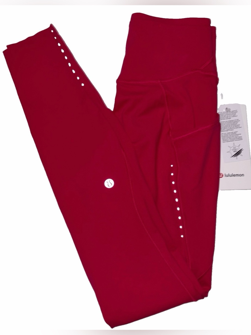 NWT LULULEMON SIZE 4 FAST & FREE HI RISE 28”L TIGHT*POCKETS AUTHENTIC OXFORD RED